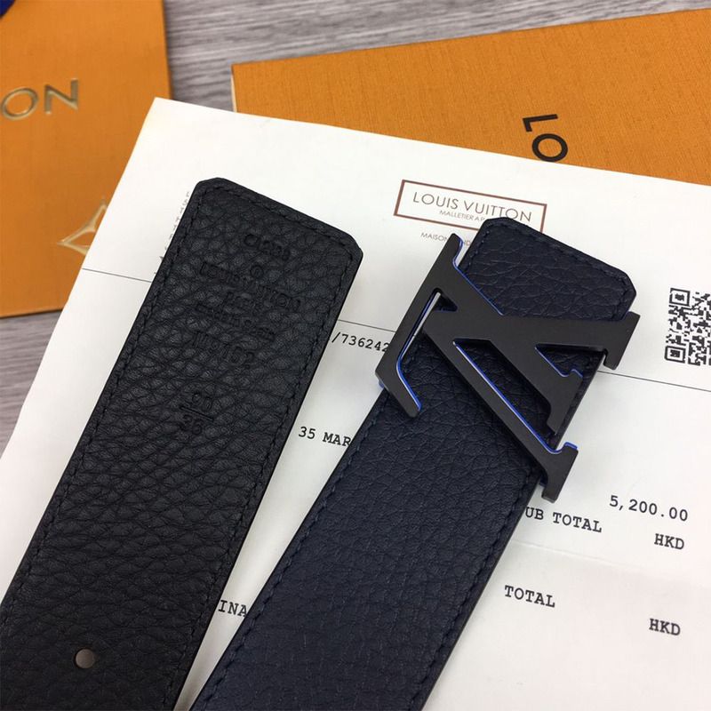 l**is V*t*n 40mm belt in black with blue buckle