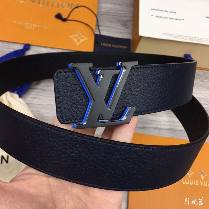 l**is V*t*n 40mm belt in black with blue buckle