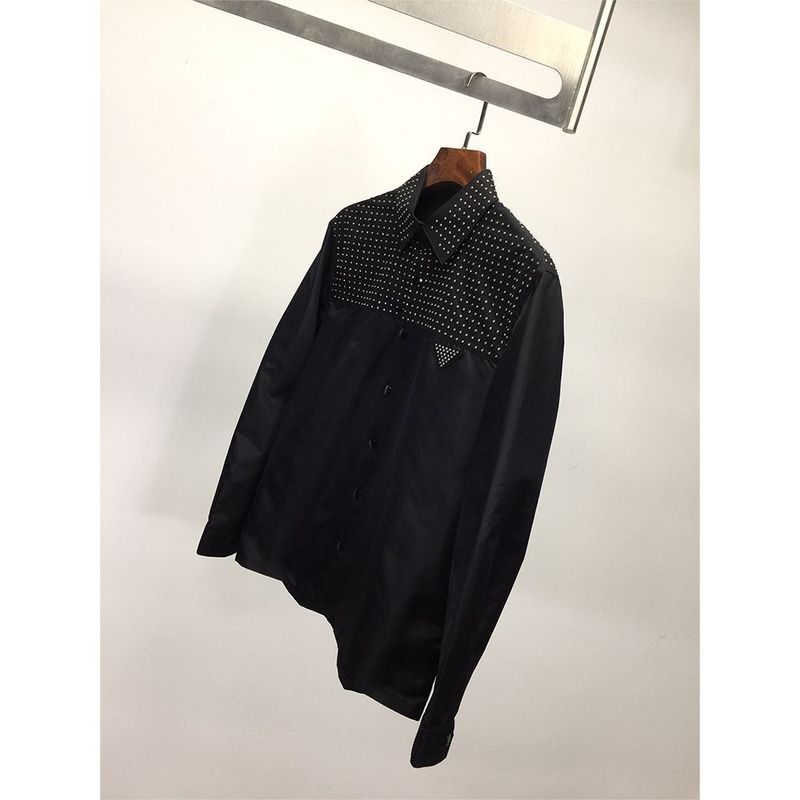 Pra*a studded re-nylon shirt