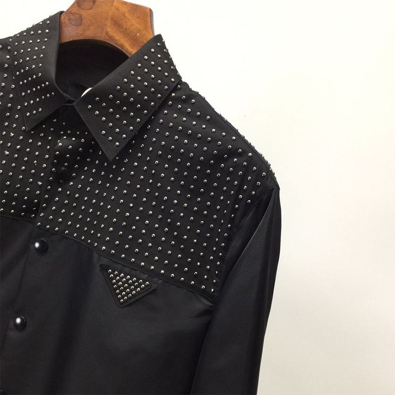 Pra*a studded re-nylon shirt