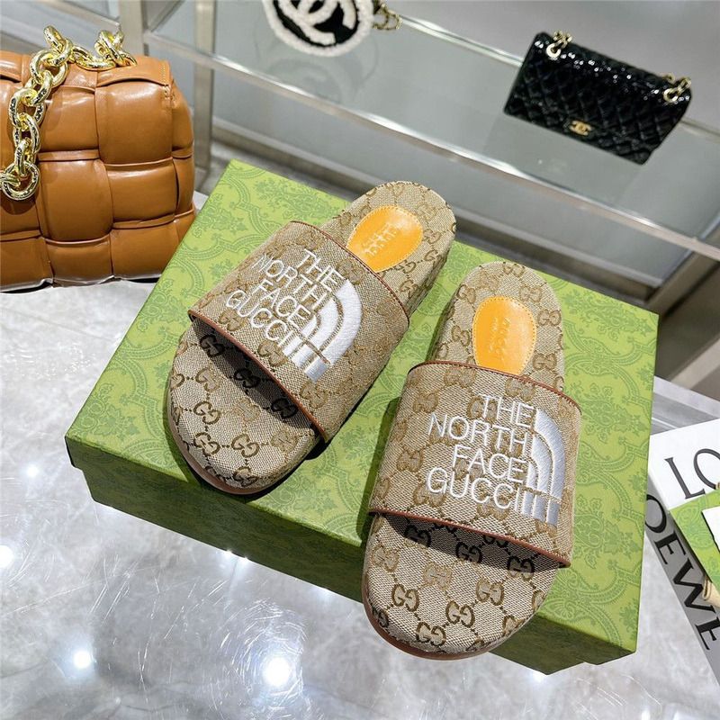 G*u*i x the north face gg logo slides