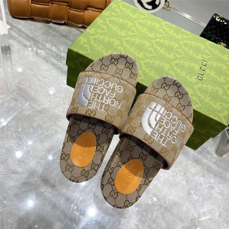 G*u*i x the north face gg logo slides