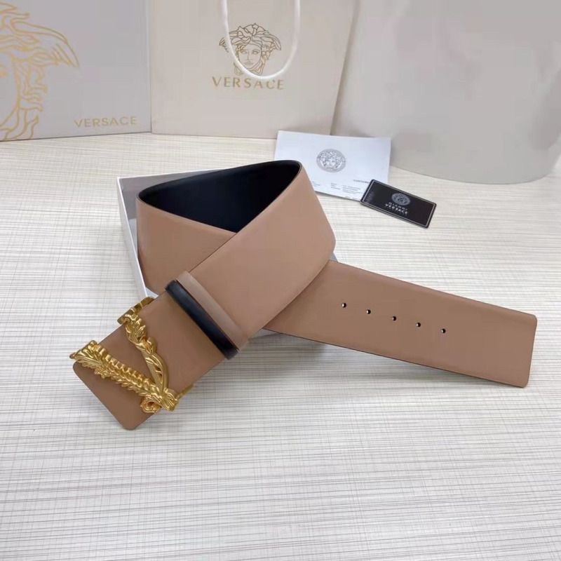 Versace Vertus V Buckle Leather Reversible Belt