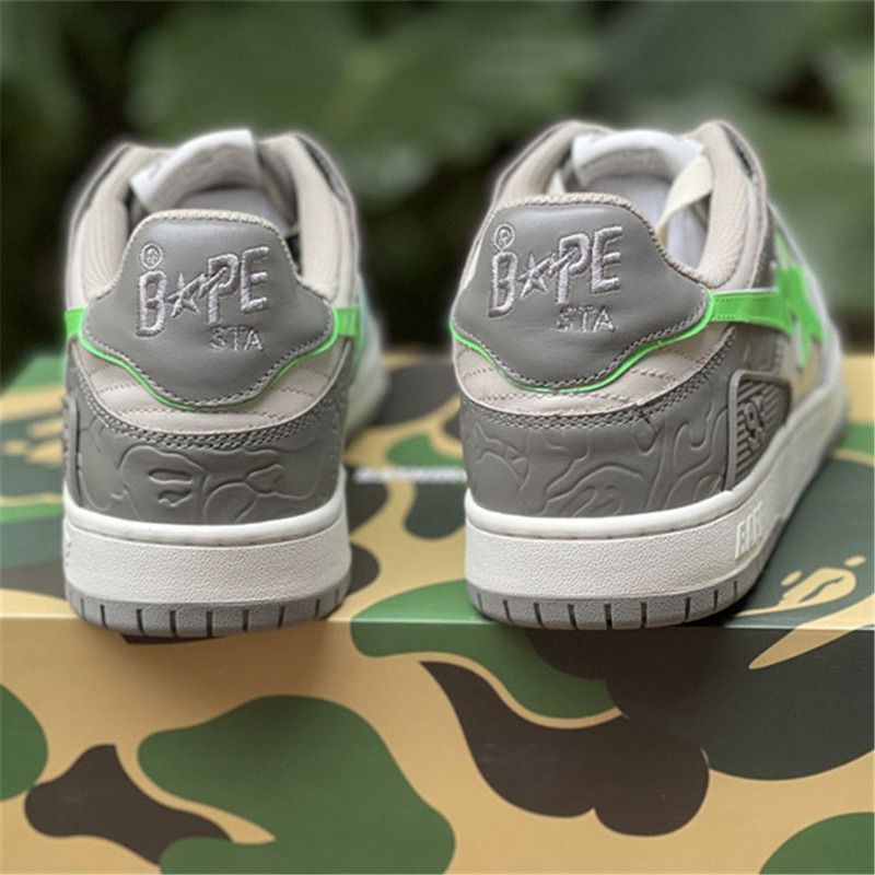 Bapesta Solebox Green Star Sneaker In Grey