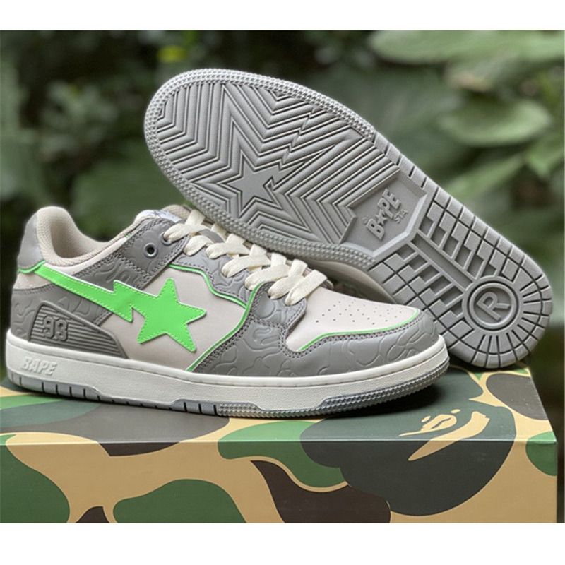 Bapesta Solebox Green Star Sneaker In Grey