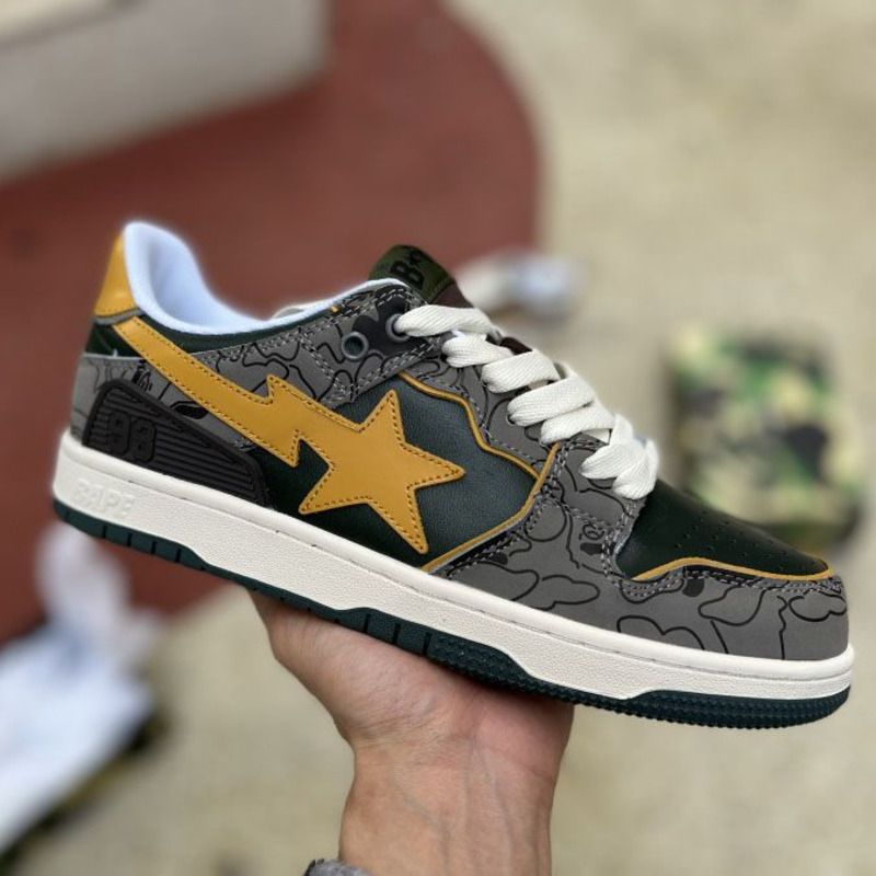 Bapesta Solebox Yellow Star Sneaker In Grey