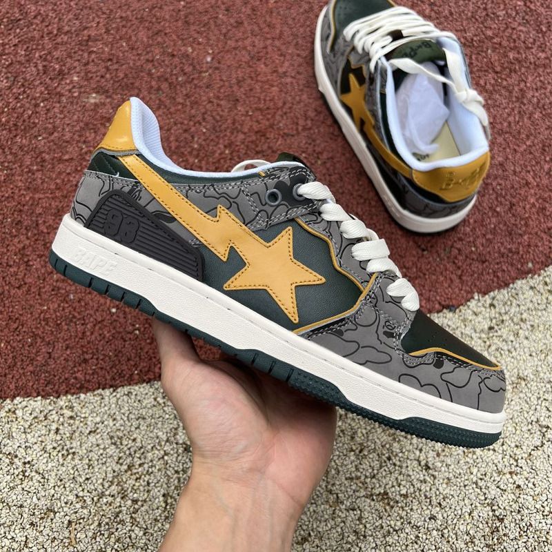 Bapesta Solebox Yellow Star Sneaker In Grey