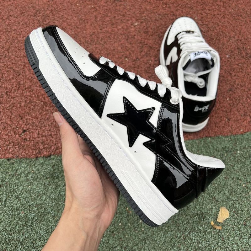 Bape Bapesta White Black Star Low Sneakers