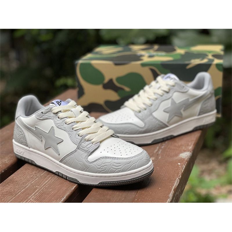 Bapesta Solebox Gray Star Sneaker In White