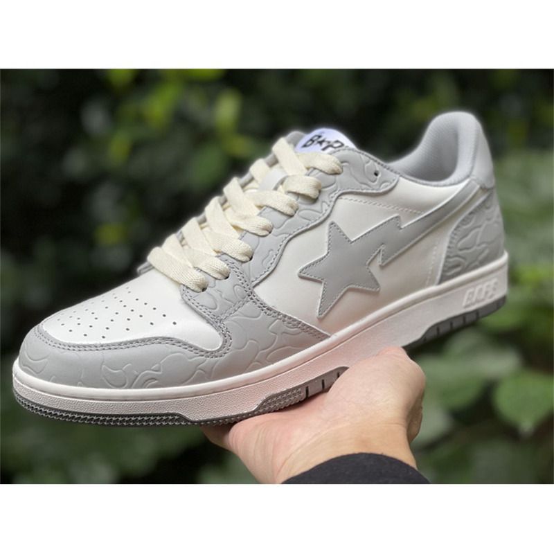 Bapesta Solebox Gray Star Sneaker In White