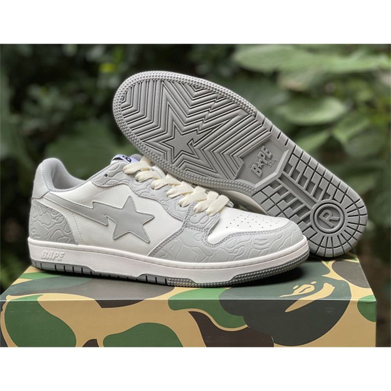 Bapesta Solebox Gray Star Sneaker In White