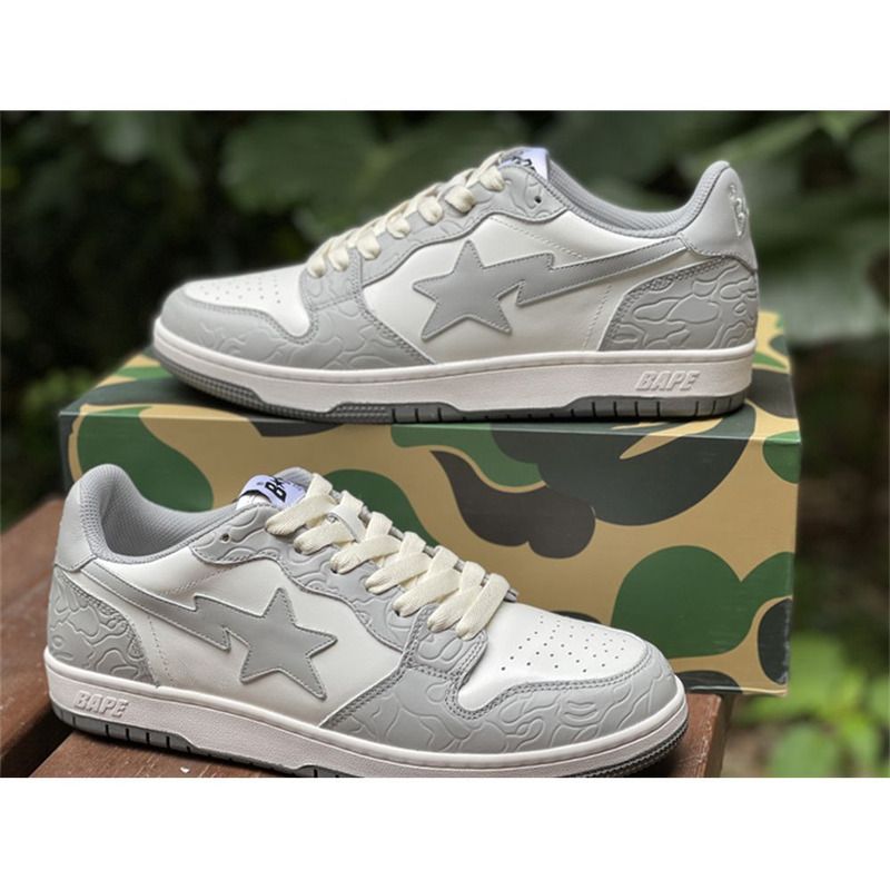 Bapesta Solebox Gray Star Sneaker In White