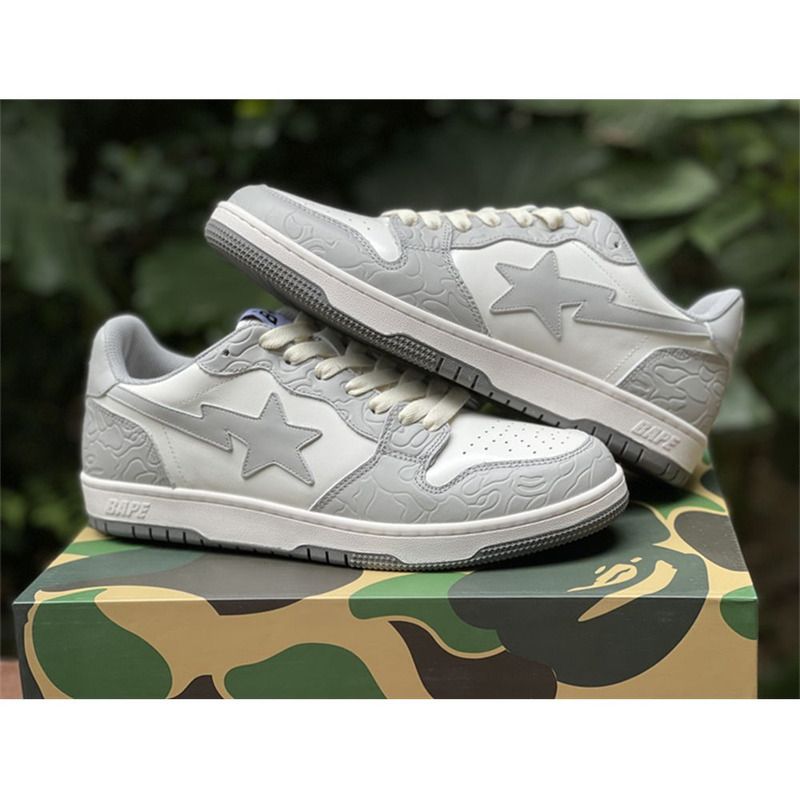 Bapesta Solebox Gray Star Sneaker In White