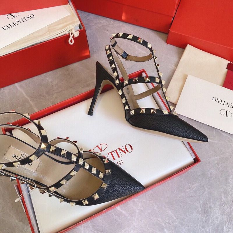 Valentino Women''s Rockstud Leather Caged Heel Pumps