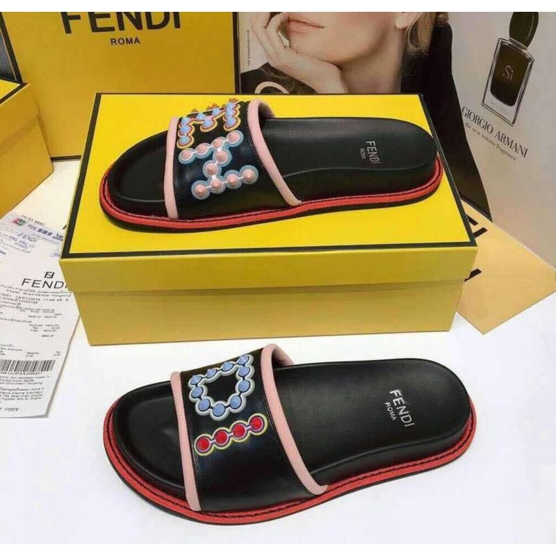 F**di logo slide sandals