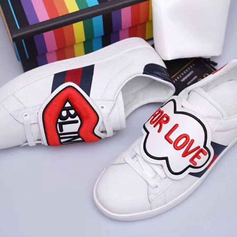 G*u*i new ace embroidered patch sneakers