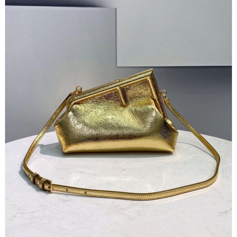 F**di first small gold leather bag