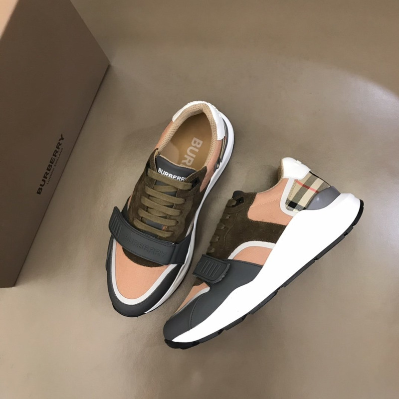 B**rry leather, suede and vintage check sneakers