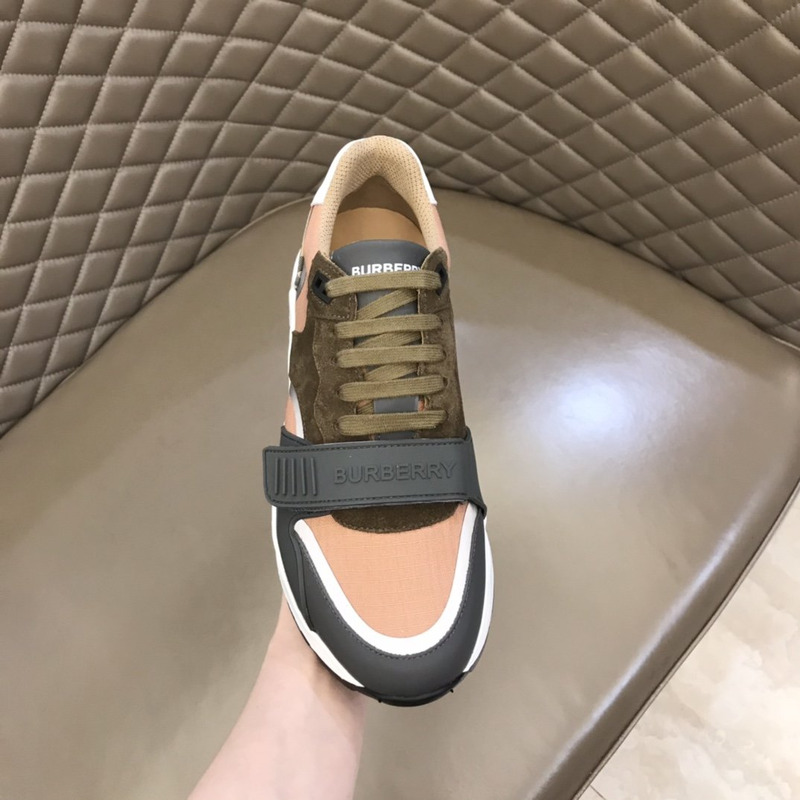 B**rry leather, suede and vintage check sneakers