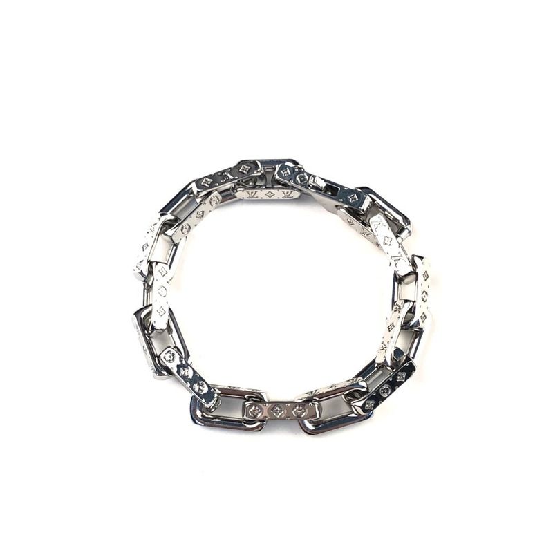 LV Chain Bracelet Engraved Monogram Silver