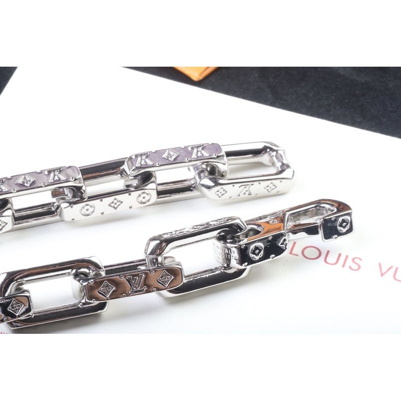 LV Chain Bracelet Engraved Monogram Silver