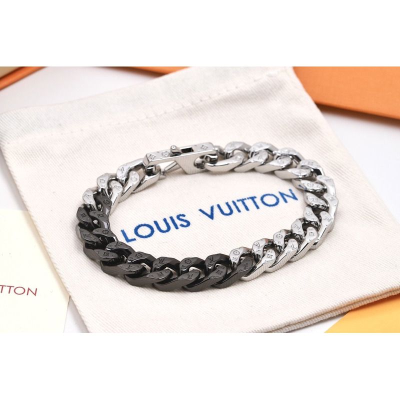 LV Dark And Silver Cuban Bracelet