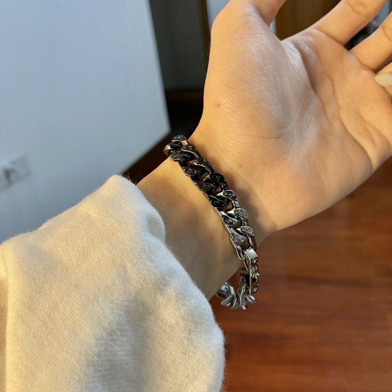 LV Dark And Silver Cuban Bracelet