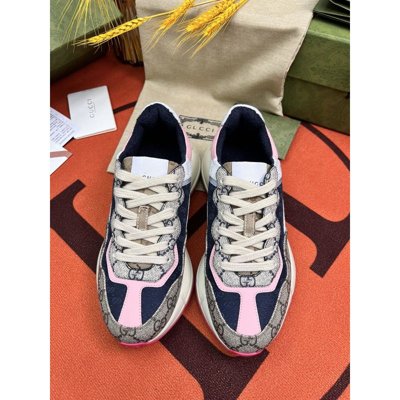 G*u*i rhyton gg-sup*e canvas trainers pink/blue