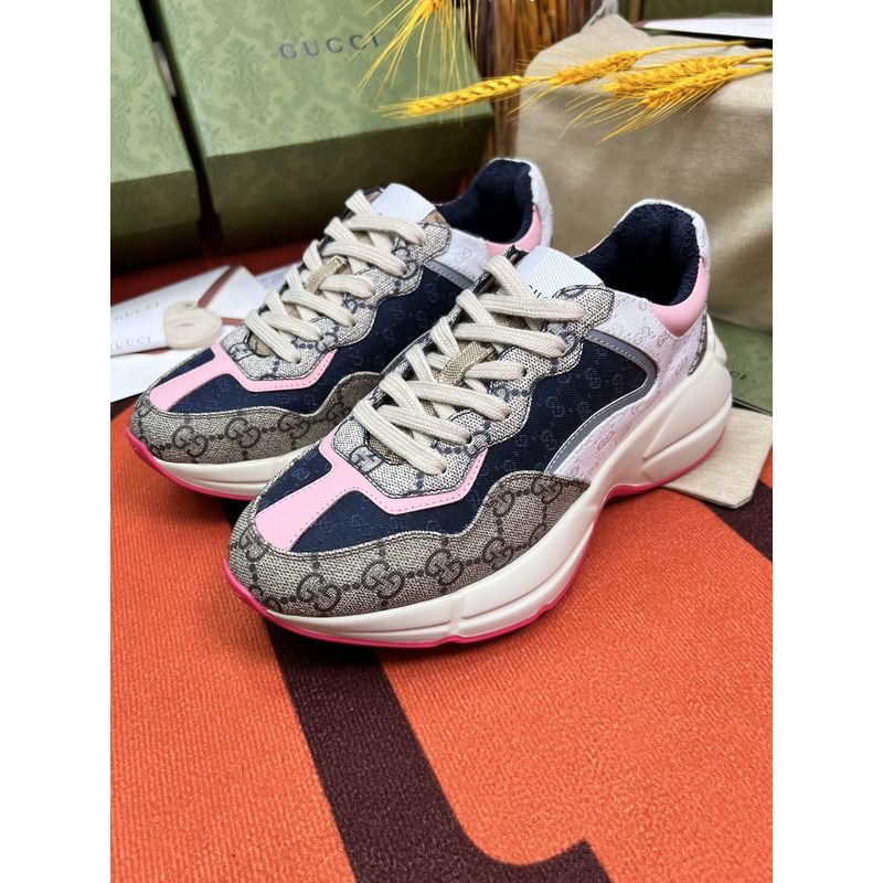 G*u*i rhyton gg-sup*e canvas trainers pink/blue