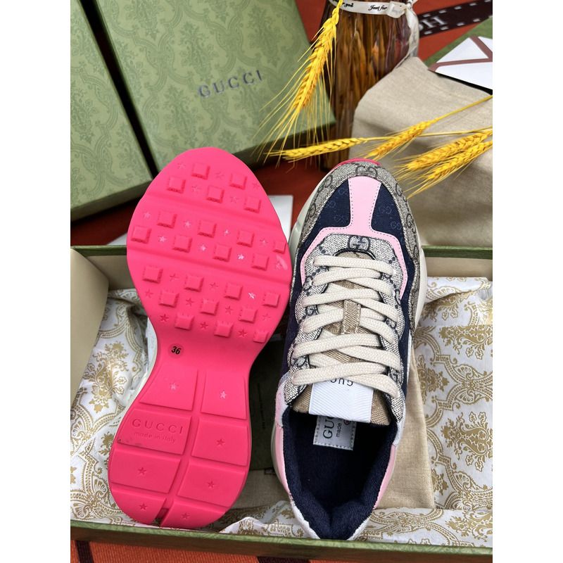 G*u*i rhyton gg-sup*e canvas trainers pink/blue