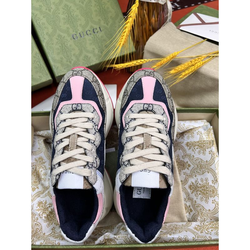 G*u*i rhyton gg-sup*e canvas trainers pink/blue