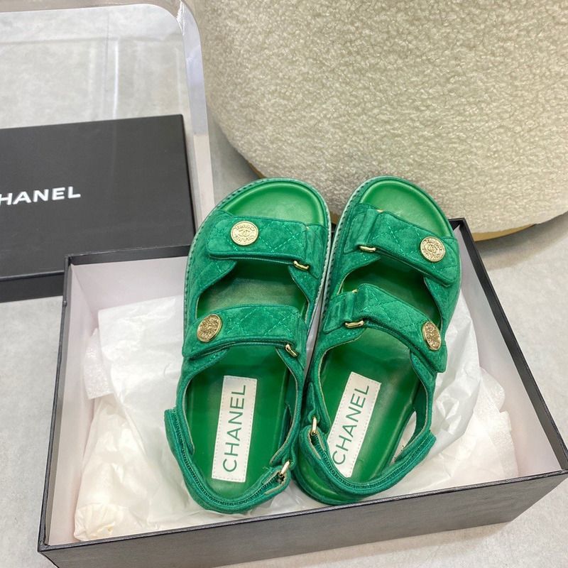 Ch*el womens sandals green