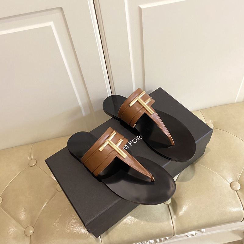 TOM FORD SMOOTH LEATHER BRIGHTON SANDAL IN BROWN AND BLACK