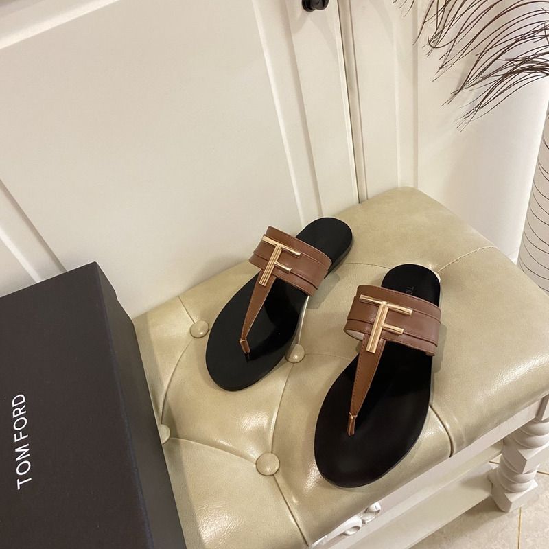 TOM FORD SMOOTH LEATHER BRIGHTON SANDAL IN BROWN AND BLACK