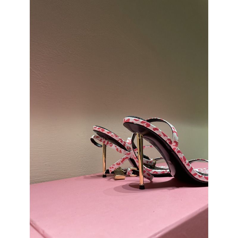 Tom Ford Pink Cow pattern PADLOCK SANDALS