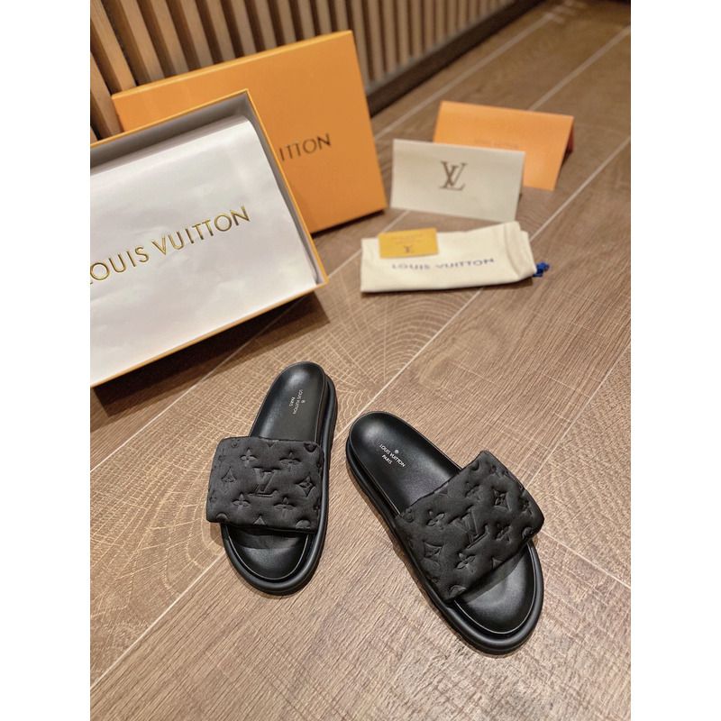 LV POOL PILLOW BLACK SLIDES