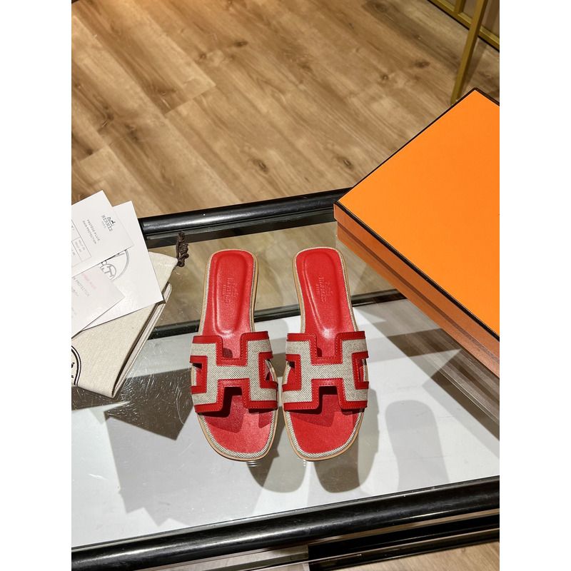 H**mes oran sandals in red