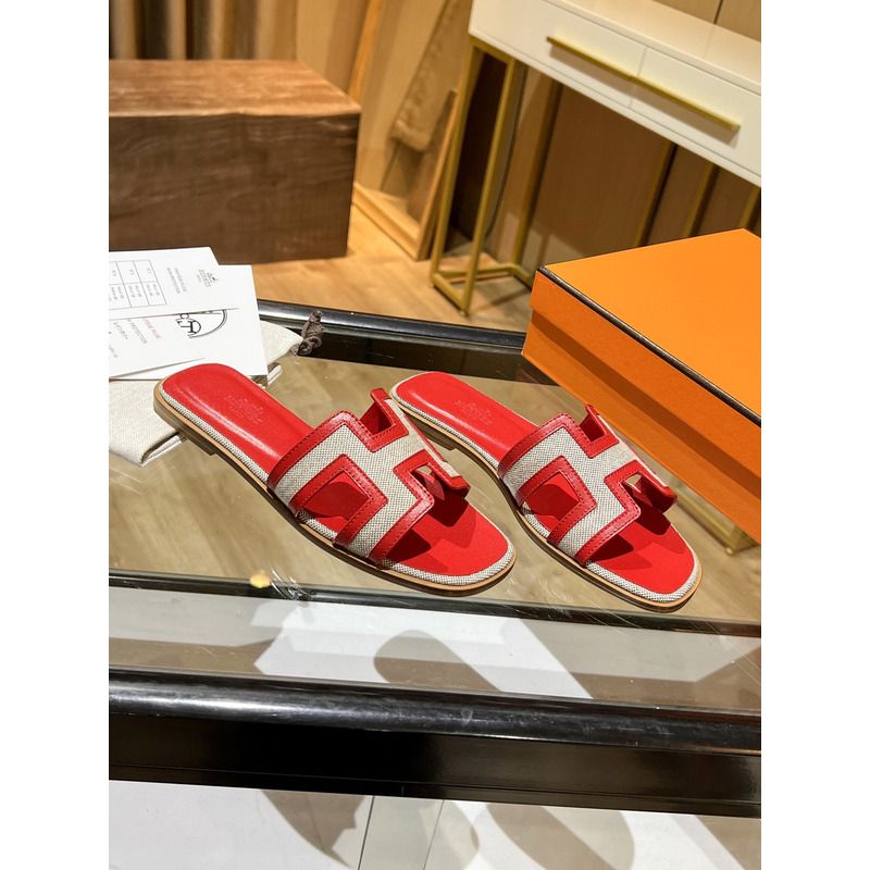 H**mes oran sandals in red