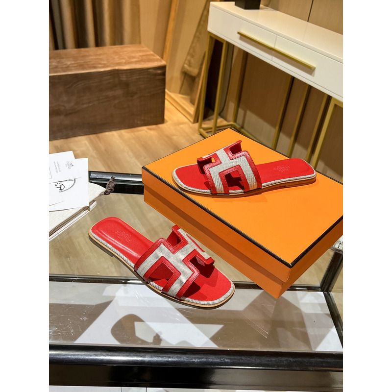 H**mes oran sandals in red