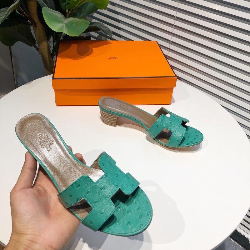 H**mes oasis sandals in green