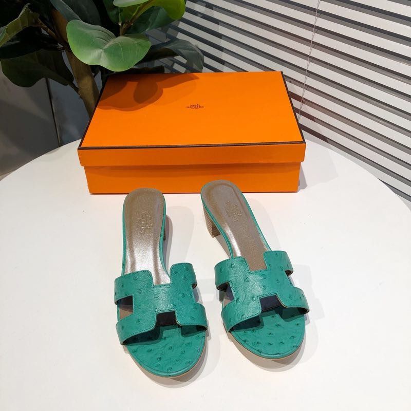 H**mes oasis sandals in green