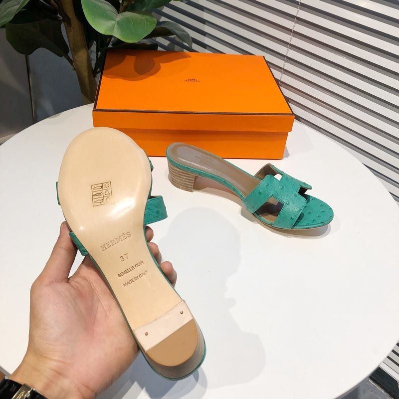 H**mes oasis sandals in green