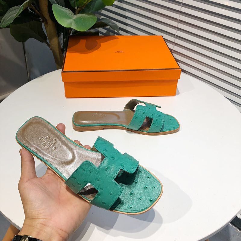 H**mes oasis sandals in green