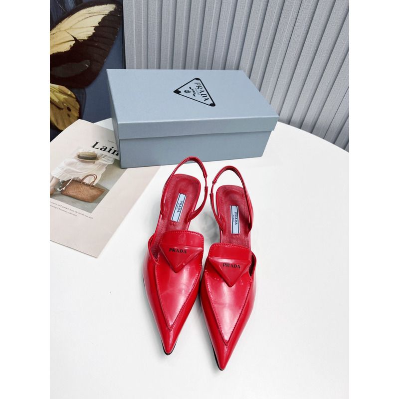 Pra*a leather flat sandals pink in red