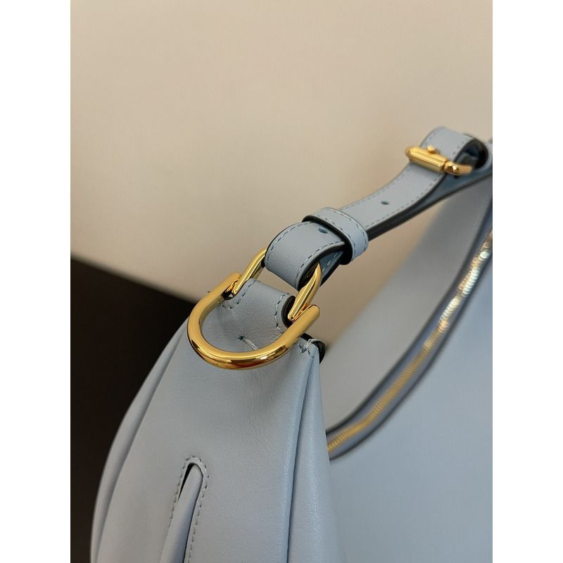 F**di graphy small light blue leather bag