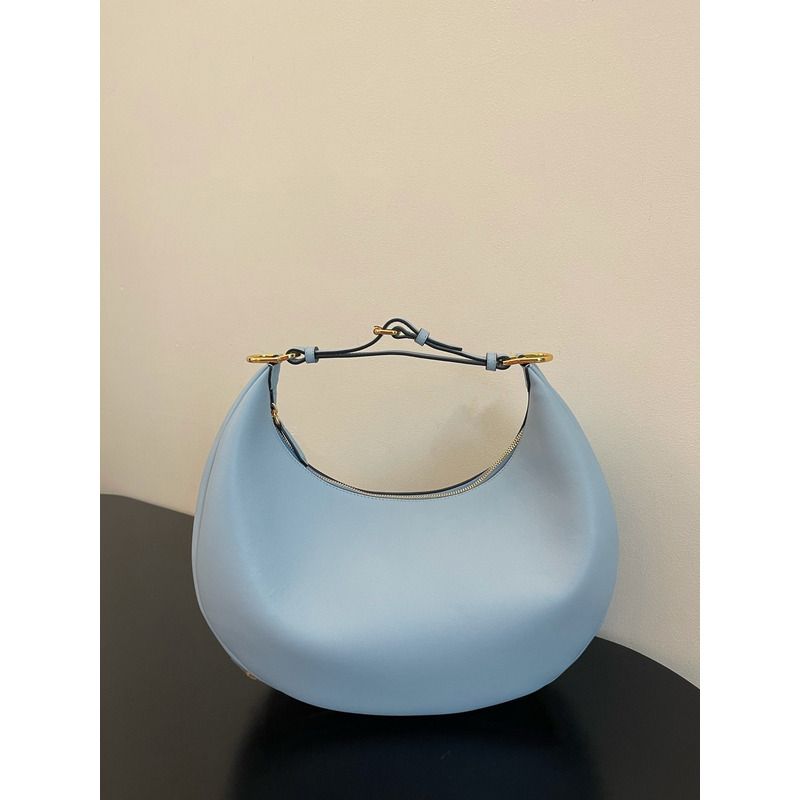 F**di graphy small light blue leather bag