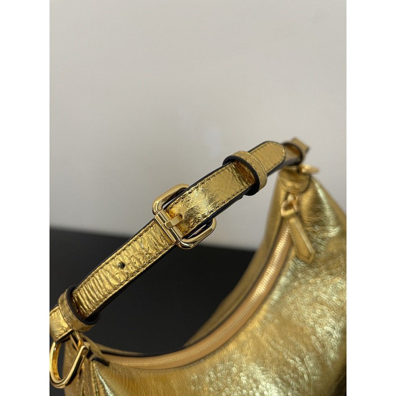 F**di small hobo bag in gold laminated leather gold