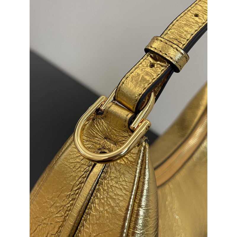 F**di small hobo bag in gold laminated leather gold