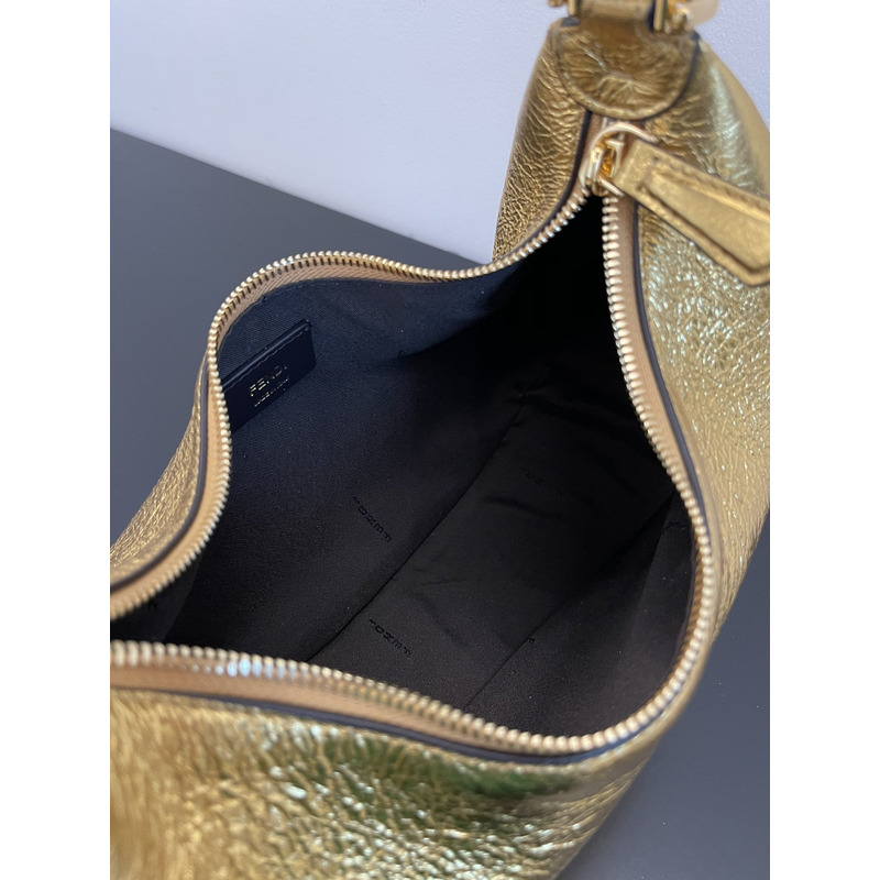 F**di small hobo bag in gold laminated leather gold