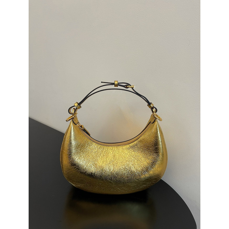 F**di small hobo bag in gold laminated leather gold